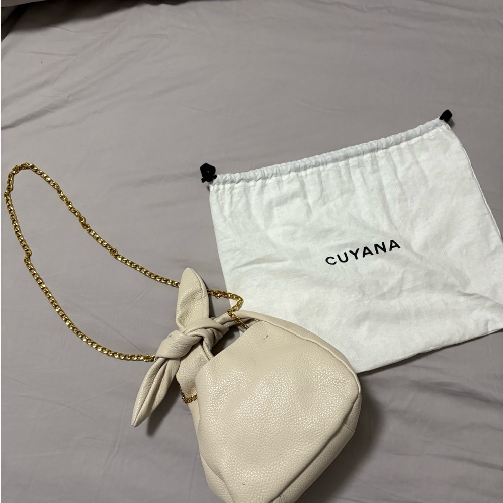 Cuyana Pebbled Leather Mini Bow Bag in Ecru - Picture 2 of 8
